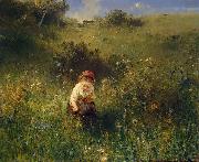 Ludwig Knaus Girl in a Field oil painting on canvas